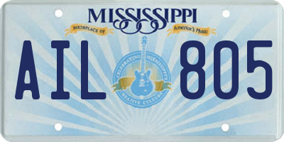 MS license plate AIL805