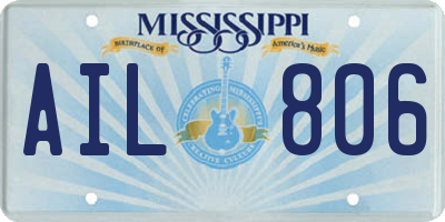 MS license plate AIL806