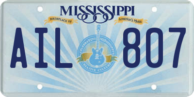 MS license plate AIL807
