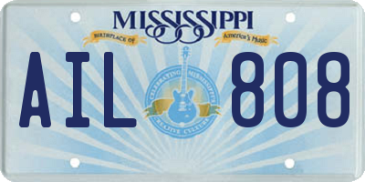 MS license plate AIL808