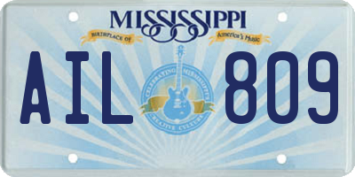MS license plate AIL809