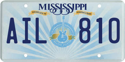 MS license plate AIL810