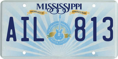 MS license plate AIL813