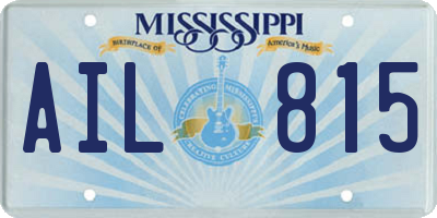 MS license plate AIL815