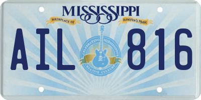 MS license plate AIL816