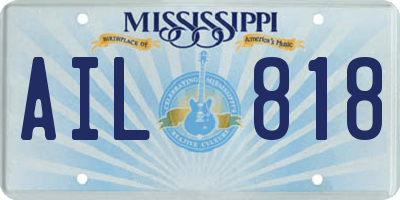 MS license plate AIL818