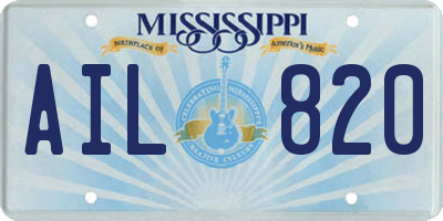 MS license plate AIL820
