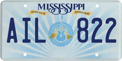 MS license plate AIL822