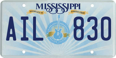 MS license plate AIL830