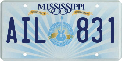 MS license plate AIL831