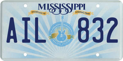 MS license plate AIL832