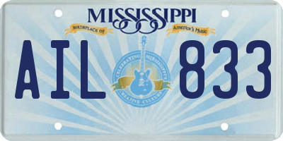 MS license plate AIL833