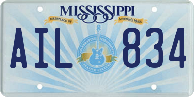 MS license plate AIL834