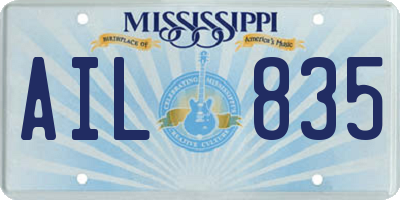 MS license plate AIL835