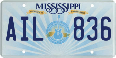 MS license plate AIL836