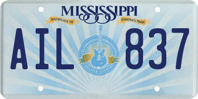 MS license plate AIL837