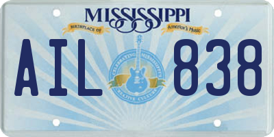 MS license plate AIL838