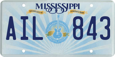 MS license plate AIL843