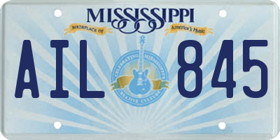 MS license plate AIL845