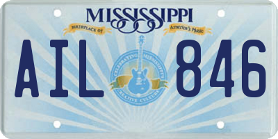 MS license plate AIL846