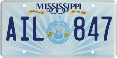 MS license plate AIL847
