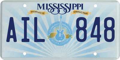 MS license plate AIL848
