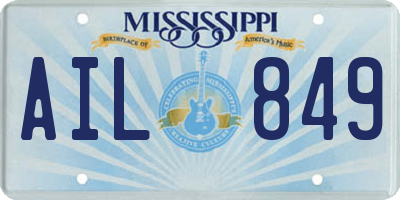 MS license plate AIL849