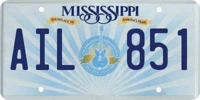MS license plate AIL851