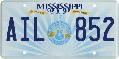 MS license plate AIL852