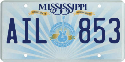 MS license plate AIL853