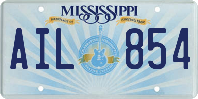 MS license plate AIL854