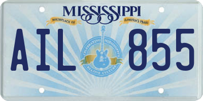 MS license plate AIL855