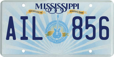 MS license plate AIL856