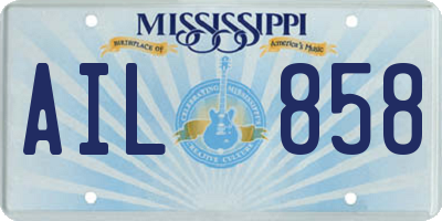 MS license plate AIL858