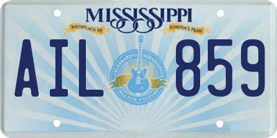MS license plate AIL859