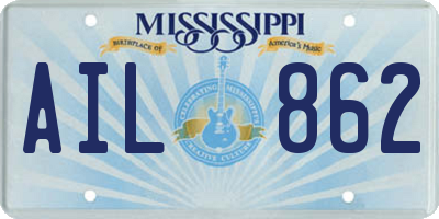 MS license plate AIL862