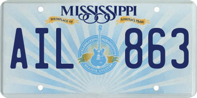 MS license plate AIL863