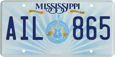 MS license plate AIL865