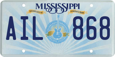 MS license plate AIL868