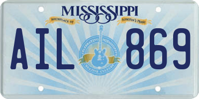 MS license plate AIL869