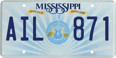 MS license plate AIL871
