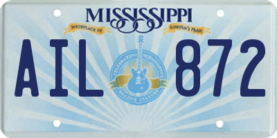MS license plate AIL872