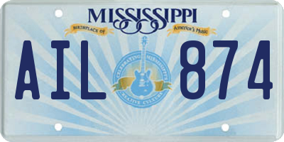 MS license plate AIL874