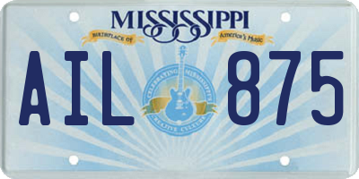 MS license plate AIL875