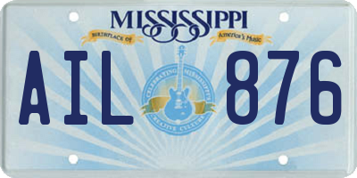 MS license plate AIL876