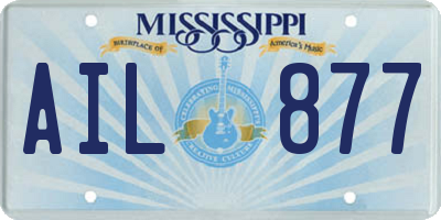 MS license plate AIL877