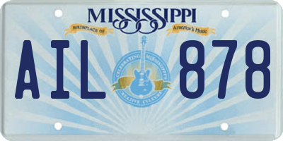 MS license plate AIL878