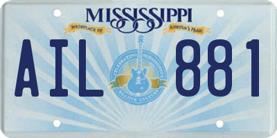 MS license plate AIL881