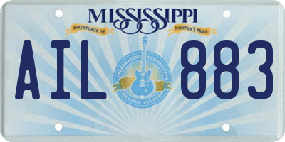 MS license plate AIL883
