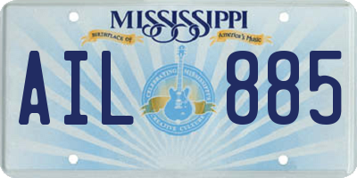 MS license plate AIL885